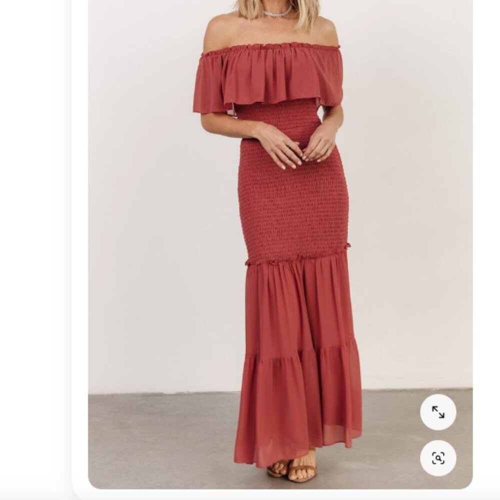 Baltic Born Amalfi Smocked Maxi Dress in Rust - Picture 1 of 12